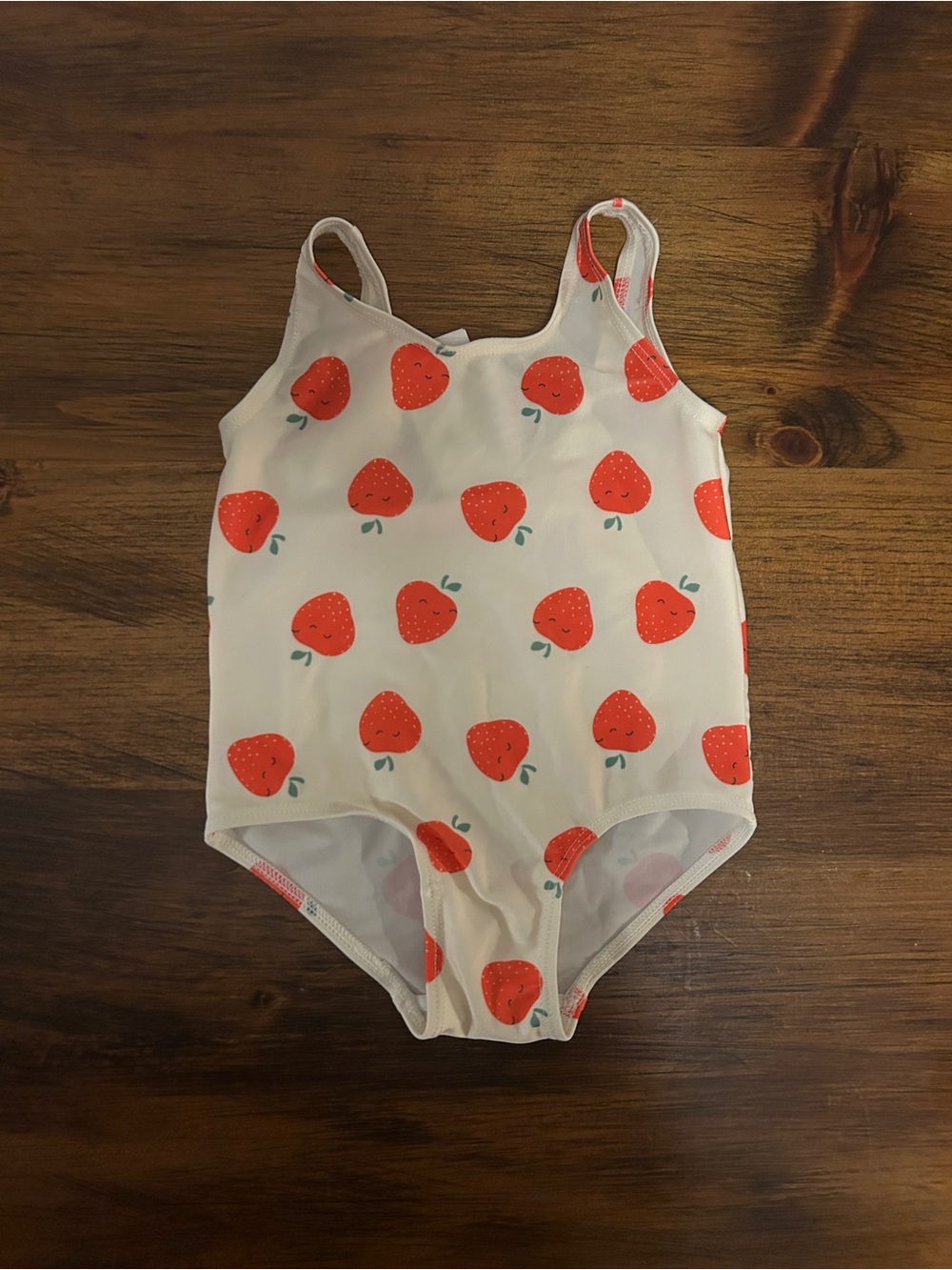 H&M Cream One-Piece Swimsuit with Red Strawberry Print